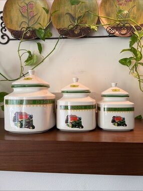 John Deer Gibson 1935 John Deere Model B Cookie Canister Jars _ set of 3